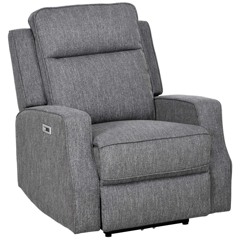 Electric Reclining Chair with USB Port and Footrest in Charcoal Grey - 150° Comfort Design