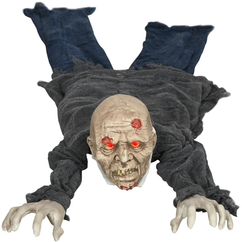 5.2ft Life Size Animated Crawling Zombie Halloween Decoration - Motion Activated, Light Up Eyes, Howling Sound, Posable Arms