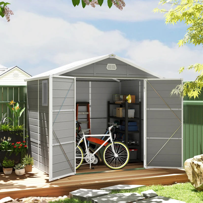 Light Grey 7.9ft x 6.2ft Aluminium Garden Shed