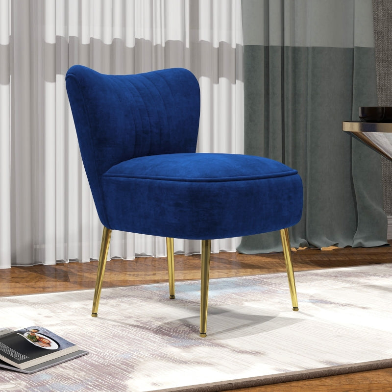 Velvet-Feel Dark Blue Tub Accent Chair for Stylish Living Room Decor