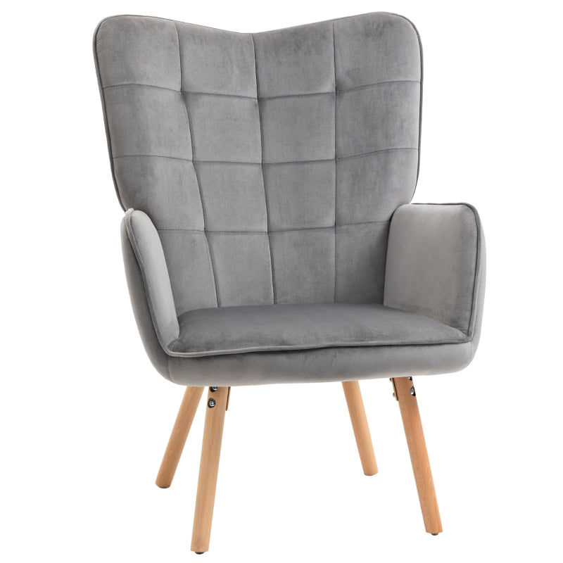 Stylish Velvet Wingback Armchair with Tufted Design and Comfortable Padding for Modern Living Rooms and Bedrooms