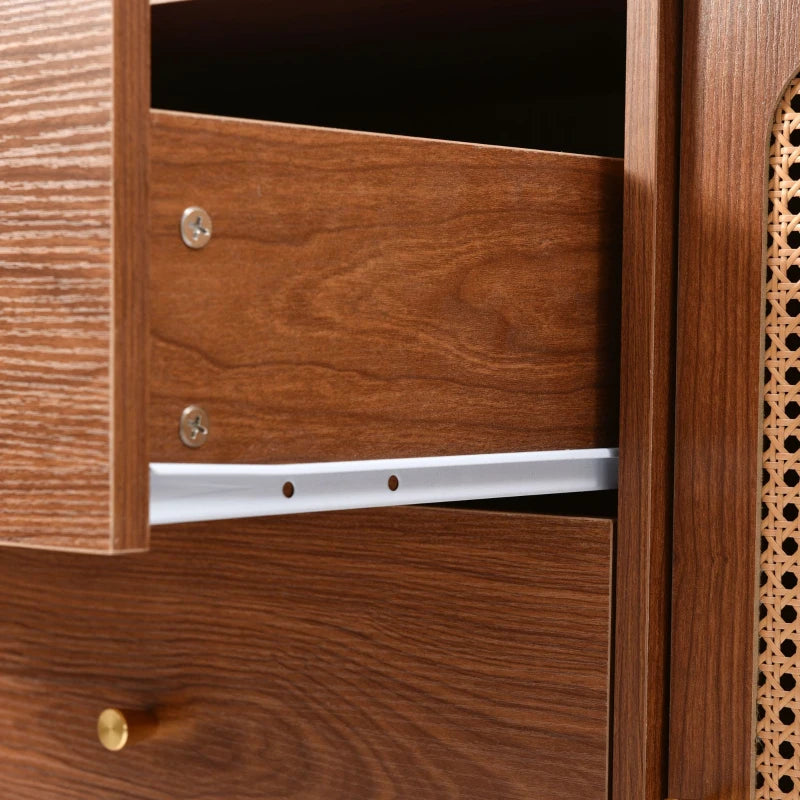 Modern Walnut Sideboard Cabinet with Adjustable Shelf, 2 Doors & 3 Storage Drawers - Stylish Freestanding Chest for Bedroom & Living Room
