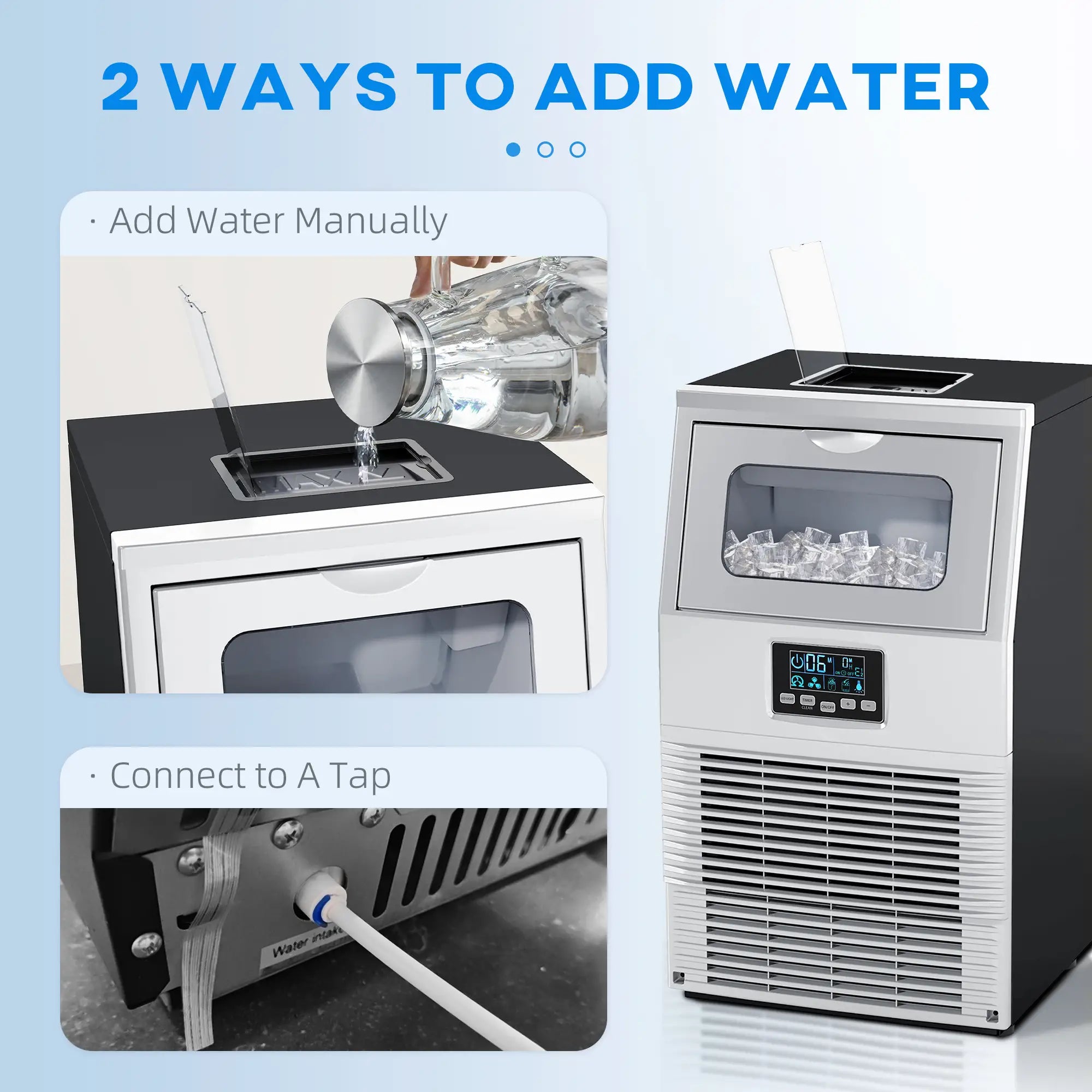 Freestanding Commercial Ice Maker Machine with Digital Control, Ice Scoop, Self-cleaning, 4kg Ice Storage