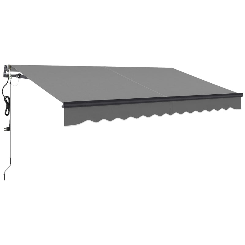 Dark Grey 3.5m x 3m Electric Awning with Remote Controller, Aluminium Frame- UV30+ Sun Shade Canopy