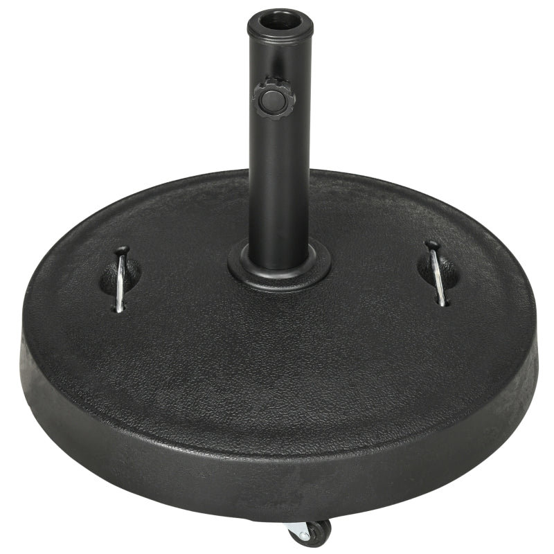 Black Resin Garden Parasol Base with Wheels and Handles, 23.5kg