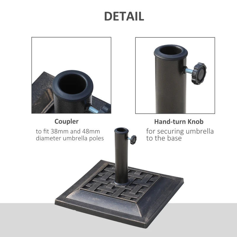 Bronze Square Resin Garden Parasol Base Stand - 9kg