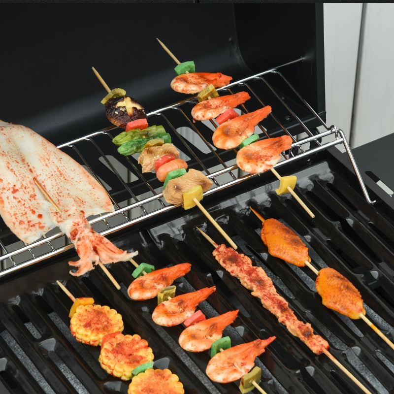3-Burner Gas BBQ Grill with Side Burner and Storage Cabinet - Black