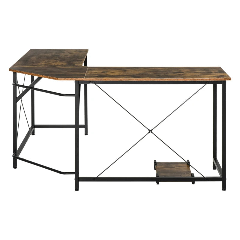 Rustic Brown L-Shaped Gaming Desk - 150x150 cm Corner Computer Desk for Home Office & Study