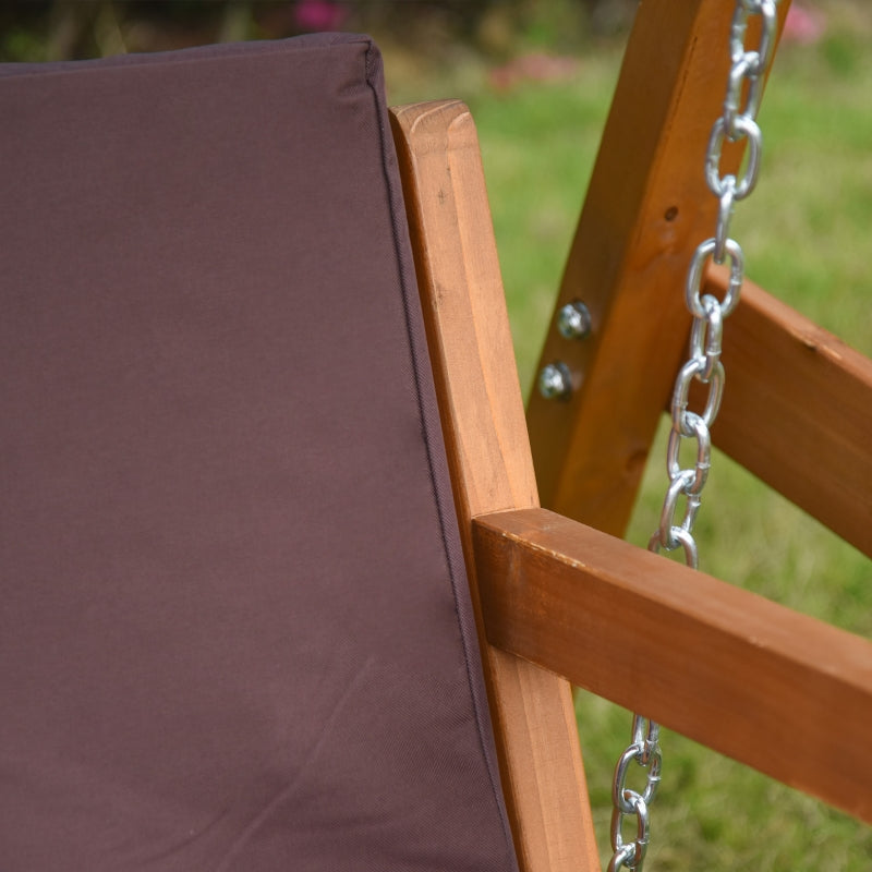 Brown 3-Seater Outdoor Swing Chair with Adjustable Canopy and Padded Cushions