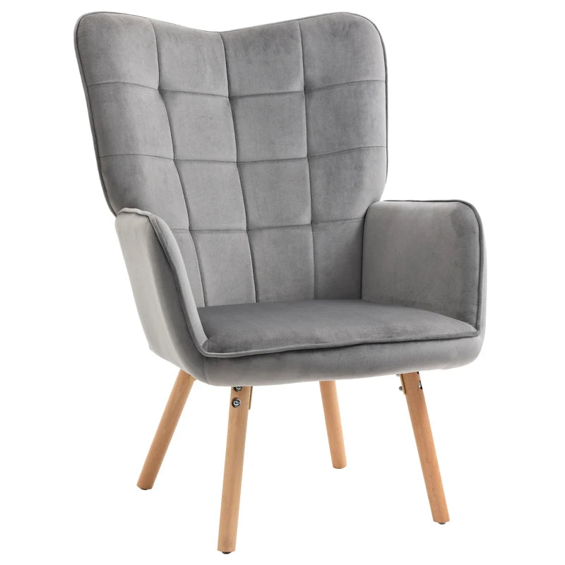Stylish Velvet Wingback Armchair with Tufted Design and Comfortable Padding for Modern Living Rooms and Bedrooms