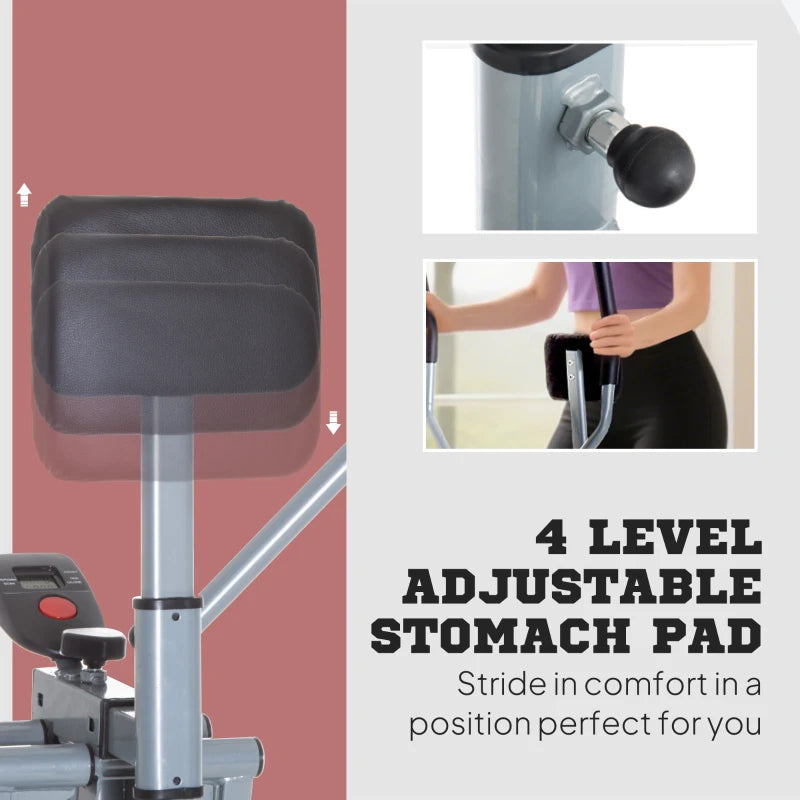 Air Walker Glider Cross Trainer Fitness Machine with LCD Display for Home Gym Grey