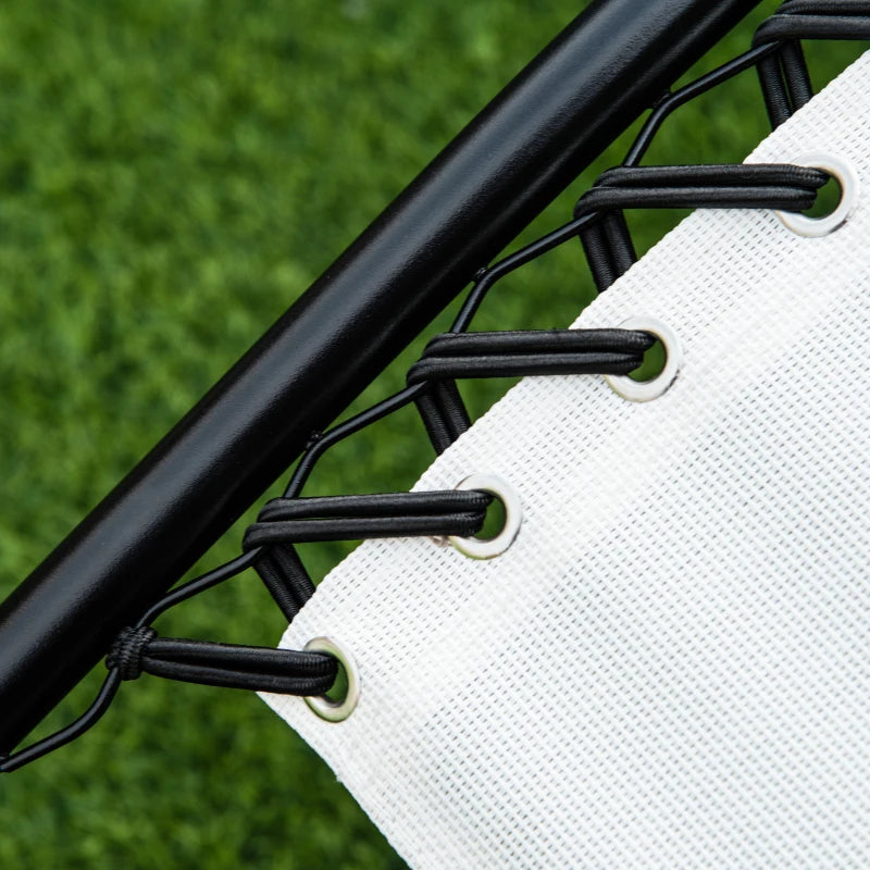 2 Piece Foldable Reclining Garden Chair Set - White Zero Gravity Deck Sun Lounger with Headrest, Footrest, Armrest, Cup Holder & Canopy Shade