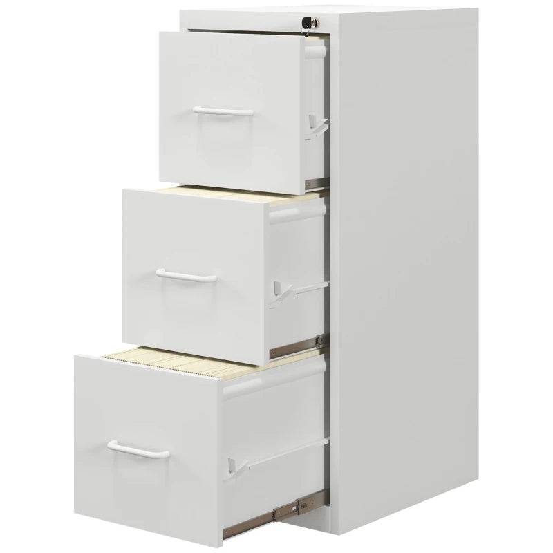 Modern Cream Three-Drawer Steel Filing Cabinet - Stylish Office Storage Solution for Organizing Documents and Files