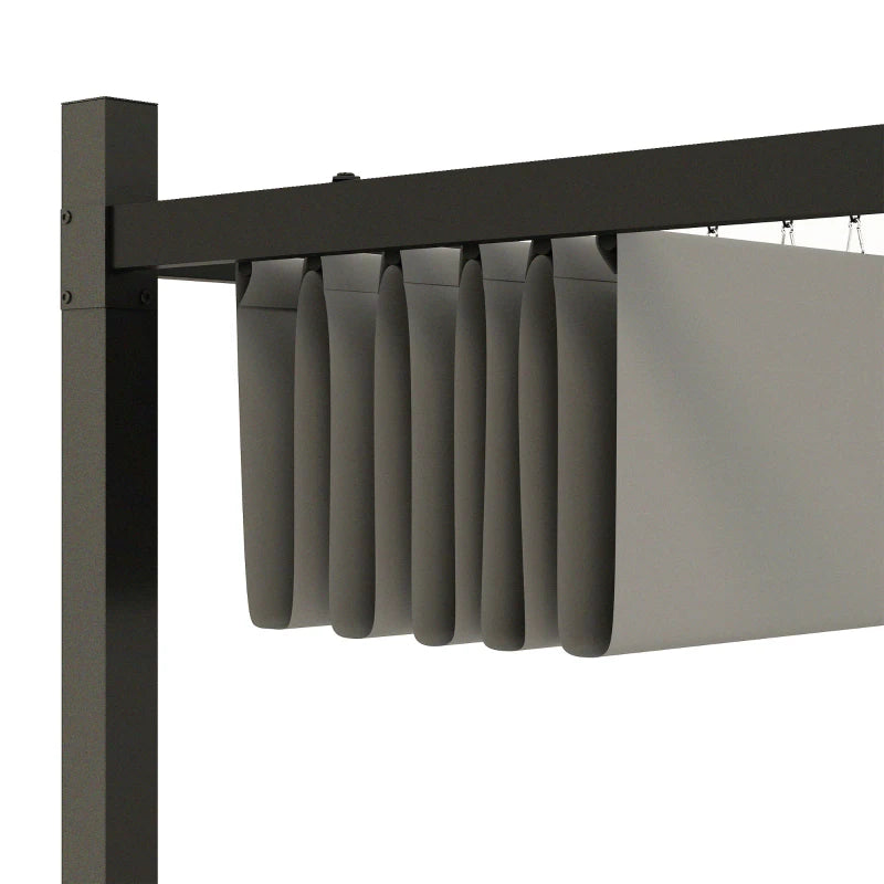 Grey 3m x 3m Retractable Garden Pergola with Magnetic Fixture