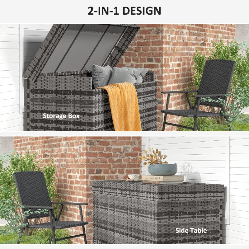 Dark Grey 627L Rattan Storage Box - Stylish Outdoor & Indoor Organizer