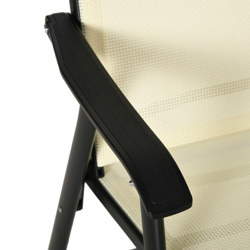 Beige Folding Metal Frame Outdoor Dining Chairs Set of 6