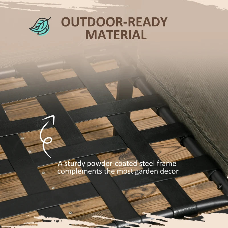 Grey Metal-Framed Garden Corner Sofa With Breathable Mesh Side Pockets