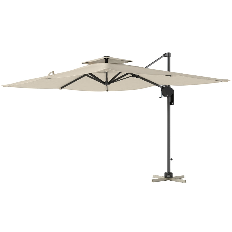 3.7m x 2.7m Cantilever Parasol Umbrella - 360° Rotation, Easy Tilt, UPF50+ Sun Shade, Black