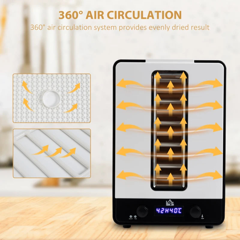 11-Tray Food Dehydrator with Adjustable 40-70°C Temperature Control and Timer for Perfectly Dried Fruits and Vegetables