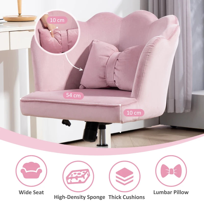 Velvet-Feel Pink Petal Back Office Chair - Stylish Ergonomic Design for Home & Office - Comfortable Seating Solution