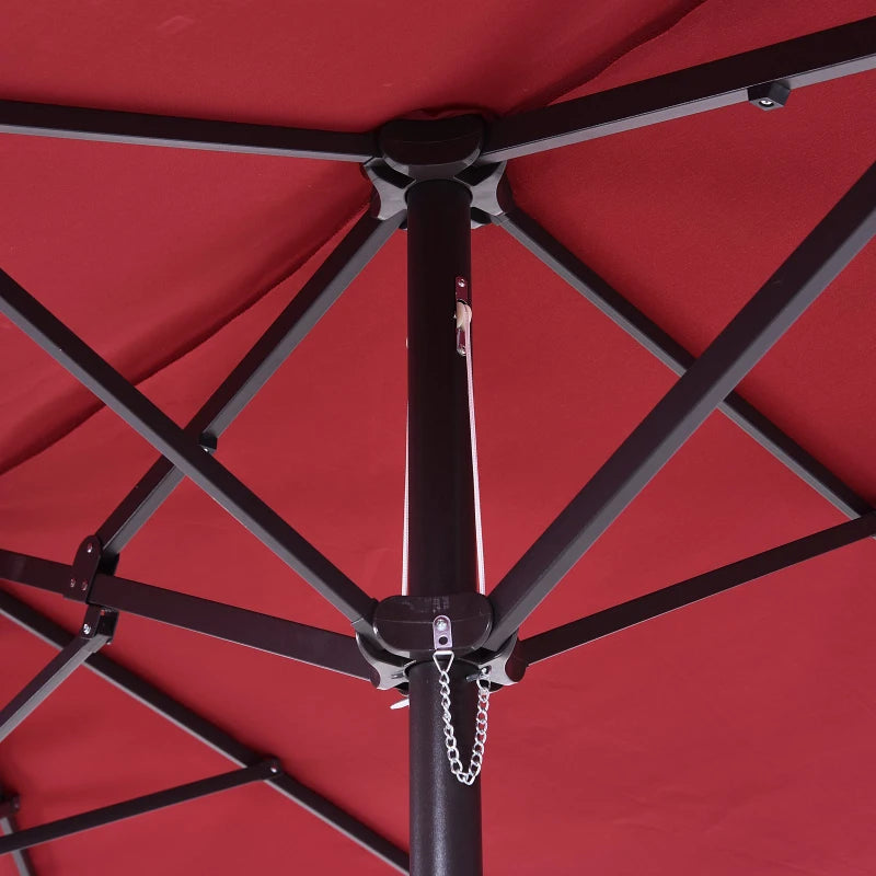Double-Sided Wine Red Patio Parasol - 4.6m Sun Umbrella