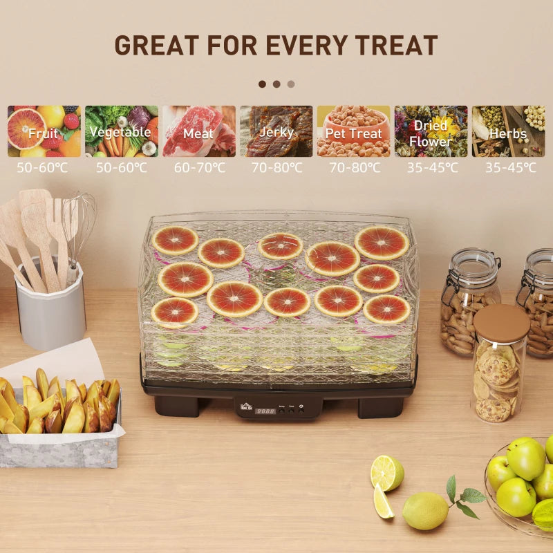 Premium Six-Tray Food Dehydrator - Black | Efficient, Versatile, Perfect for Healthy Snacks & Preserving Fruits, Vegetables, and Jerky