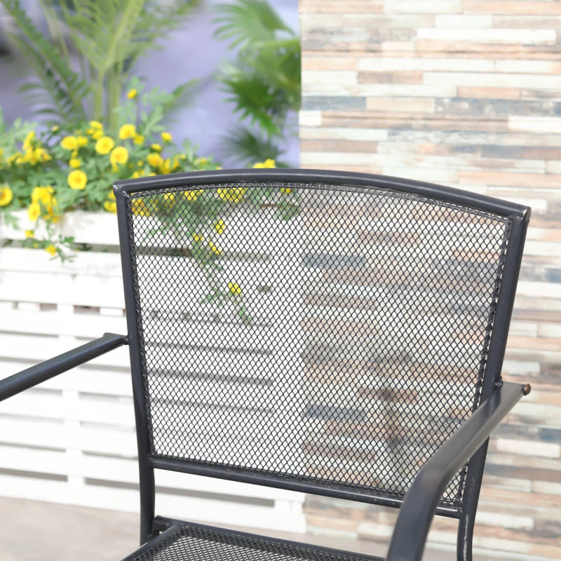 Grey Metal Garden Dining Chairs Set of 2 - Outdoor Patio Furniture