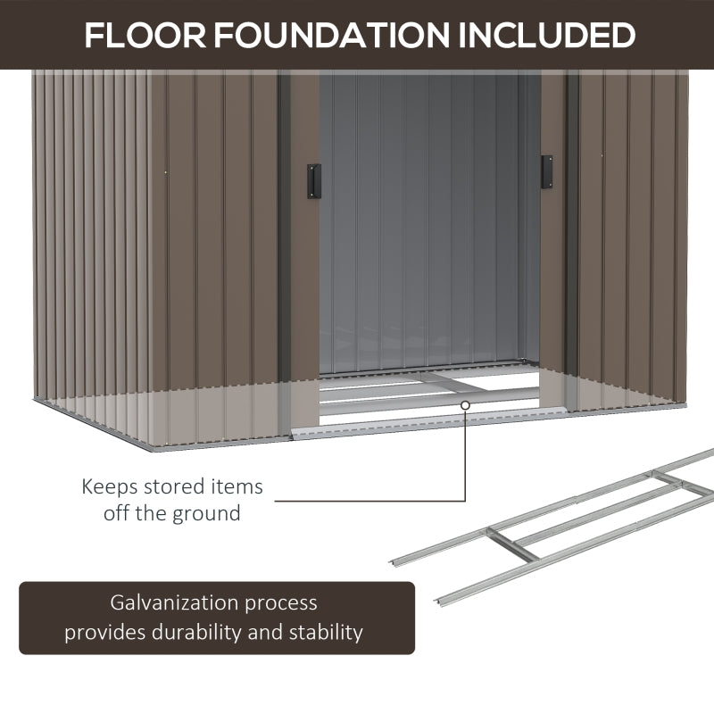 7ft x 4ft Brown Metal Shed
