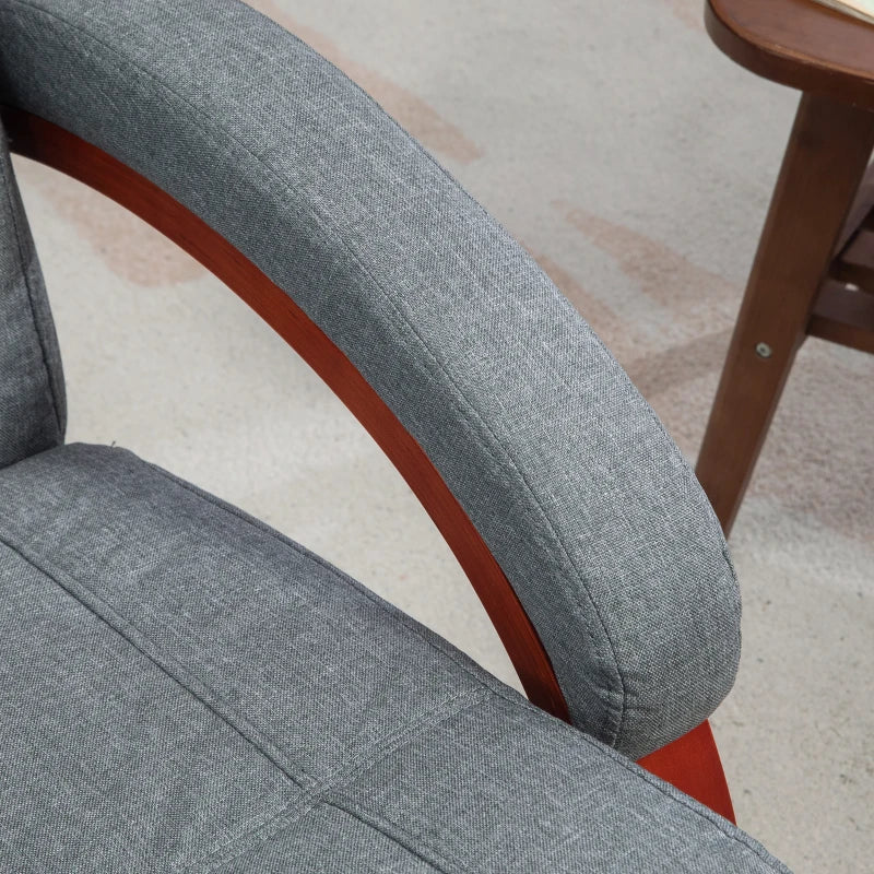 Grey Manual Reclining Swivel Chair with Footrest - 135° Comfort and Style for Your Living Room