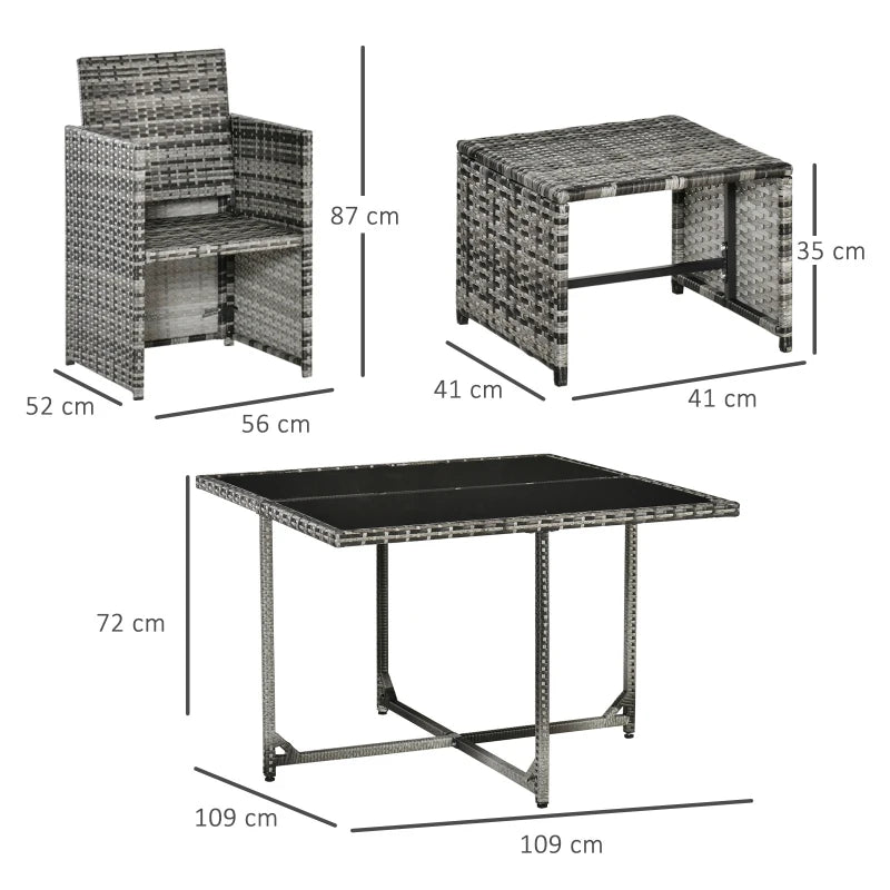 8 Seater Rattan Dining Set With Stools