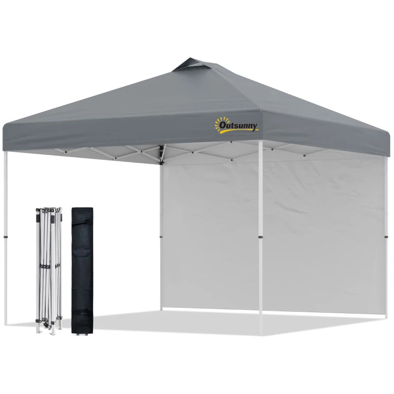 3m x 3m Grey Pop Up Gazebo with 1 Side and Roller Bag