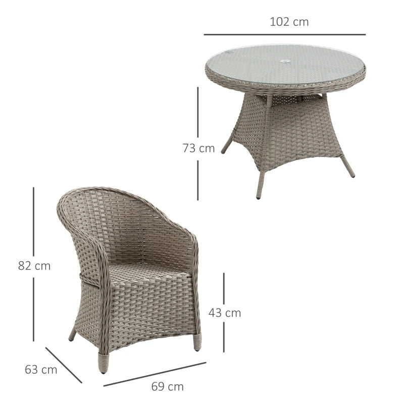 Luxury 4 Seater Rattan Dining Set With Curved Armchairs