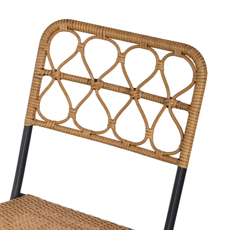 Natural Brown Wicker Bistro Set With Foldable Table
