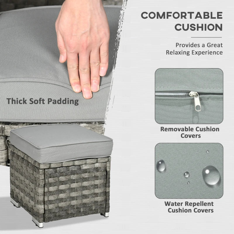 6 Seater Rattan Sofa With Fire Table - Grey