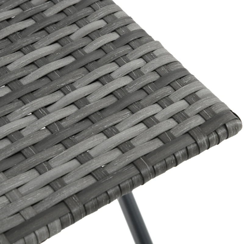 Light Grey Rattan Bistro Set With Foldable Table and Chairs