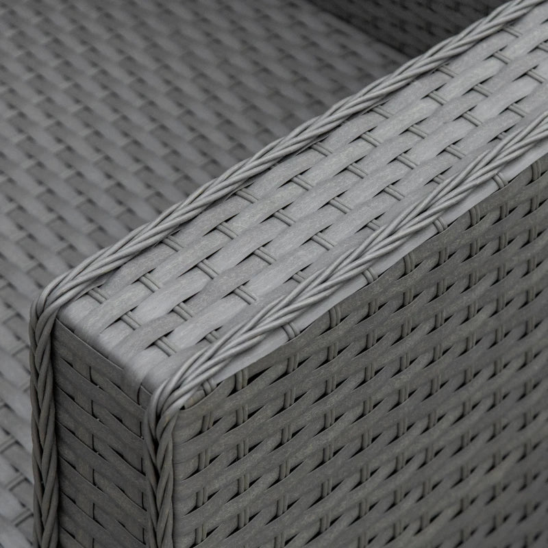 Grey 6 Piece Rattan Sofa Set With Loveseat Stool