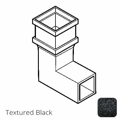 100 x 75mm (4"x3") Cast Aluminium Downpipe 90 Degree Bend without Ears - Textured Black - Trade Warehouse