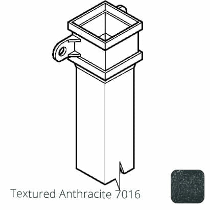100 x 75mm (4"x3") x 1m Cast Aluminium Downpipe with Eared Socket - Textured 7016 Anthracite Grey - Trade Warehouse