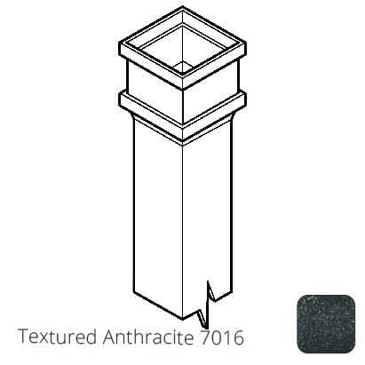 100 x 75mm (4"x3") x 2m Cast Aluminium Downpipe with Non-eared Socket - Textured 7016 Anthracite Grey - Trade Warehouse