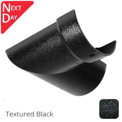 100mm (4") Half Round Cast Aluminium Gutter 90 Internal Angle - Textured Black - Trade Warehouse