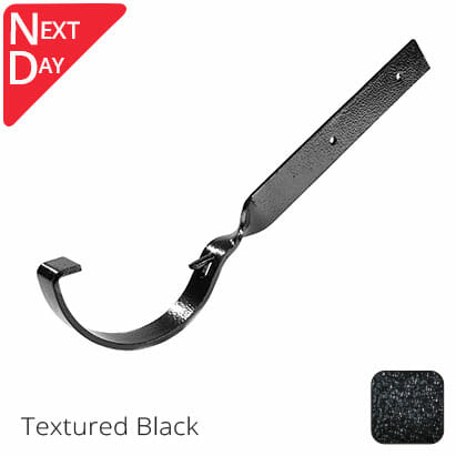 100mm (4") Half Round Cast Aluminium Gutter Side Fix Rafter Bracket - Textured Black - Trade Warehouse