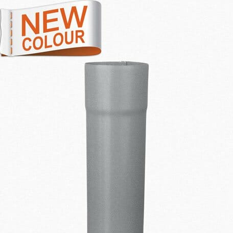 100mm RAL 9007 'Grey Aluminium' Galvanised Steel Downpipe 3m Length - Trade Warehouse