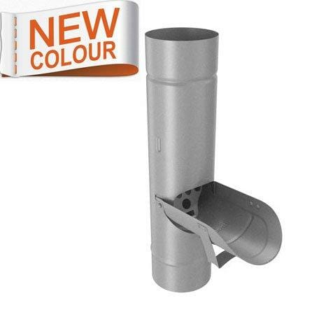 100mm RAL 9007 'Grey Aluminium' Galvanised Steell Downpipe Diverter - Trade Warehouse