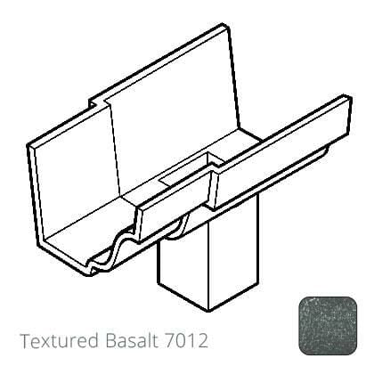 100x75mm (4"x3") rectangular outlet Cast Aluminium 125x100mm (5"x4") Moulded Gutter Running Outlet - Single Spigot - Textured 7012 Basalt - Trade Warehouse