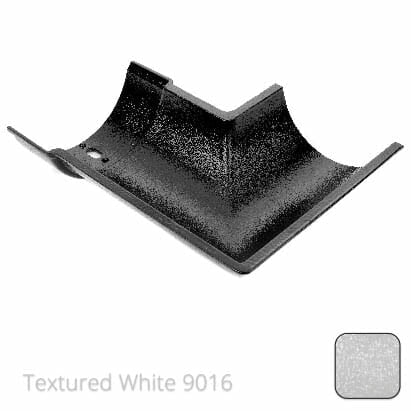 115mm (4.5") Beaded Half Round Cast Aluminium 135 degree External Gutter Angle - Textured Traffic White RAL 9016 - Trade Warehouse