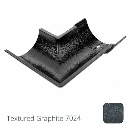 115mm (4.5") Beaded Half Round Cast Aluminium 135 degree Internal Gutter Angle - Textured Graphite Grey RAL 7024 - Trade Warehouse