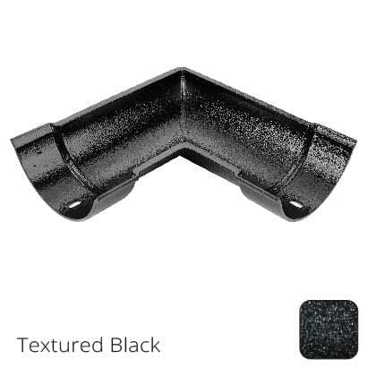 115mm (4.5") Beaded Half Round Cast Aluminium 90 degree Combined Gutter Angle - Textured Black - Trade Warehouse