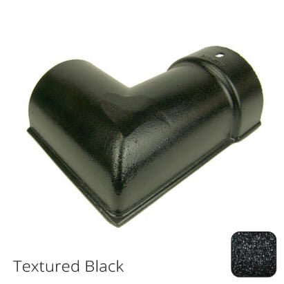 115mm (4.5") Beaded Half Round Cast Aluminium 90 degree External Gutter Angle - Textured Black - Trade Warehouse