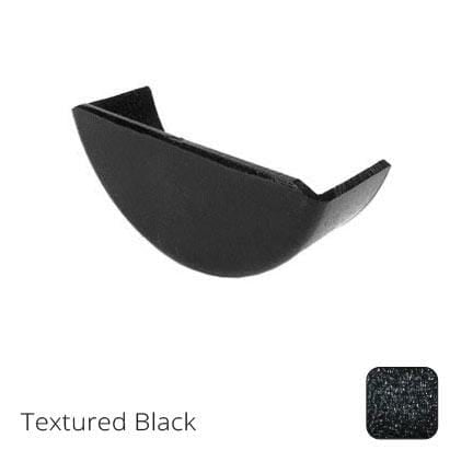 115mm (4.5") Beaded Half Round Cast Aluminium Gutter Stop-end - External - Textured Black - Trade Warehouse