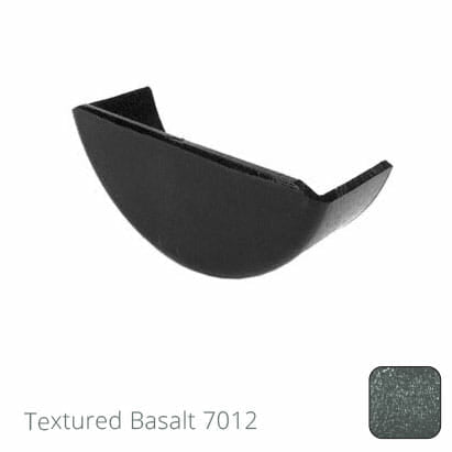 115mm (4.5") Beaded Half Round Cast Aluminium Gutter Stop-end - Internal - Textured Basalt Grey RAL 7012 - Trade Warehouse